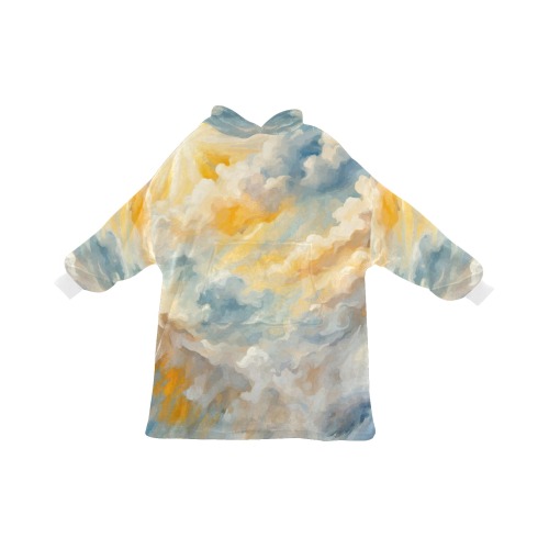 Sun is shining above the colorful clouds cool art Blanket Hoodie for Kids