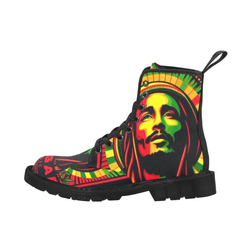 I LOVE REGGAE Martin Boots for Men (Black) (Model 1203H)