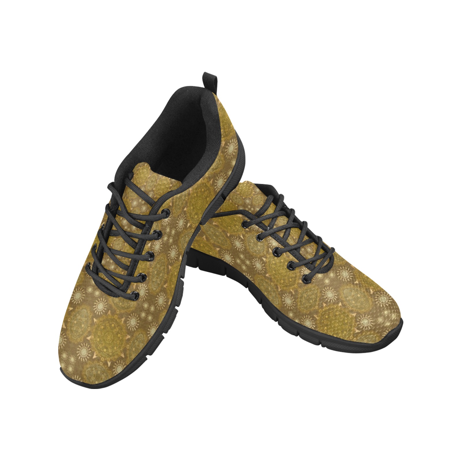 Modern hexa golden ursidae (the pattern) mandala Men's Breathable Running Shoes (Model 055)