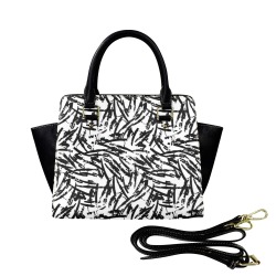 Brush Stroke Black and White Shoulder Handbag-New (1653)