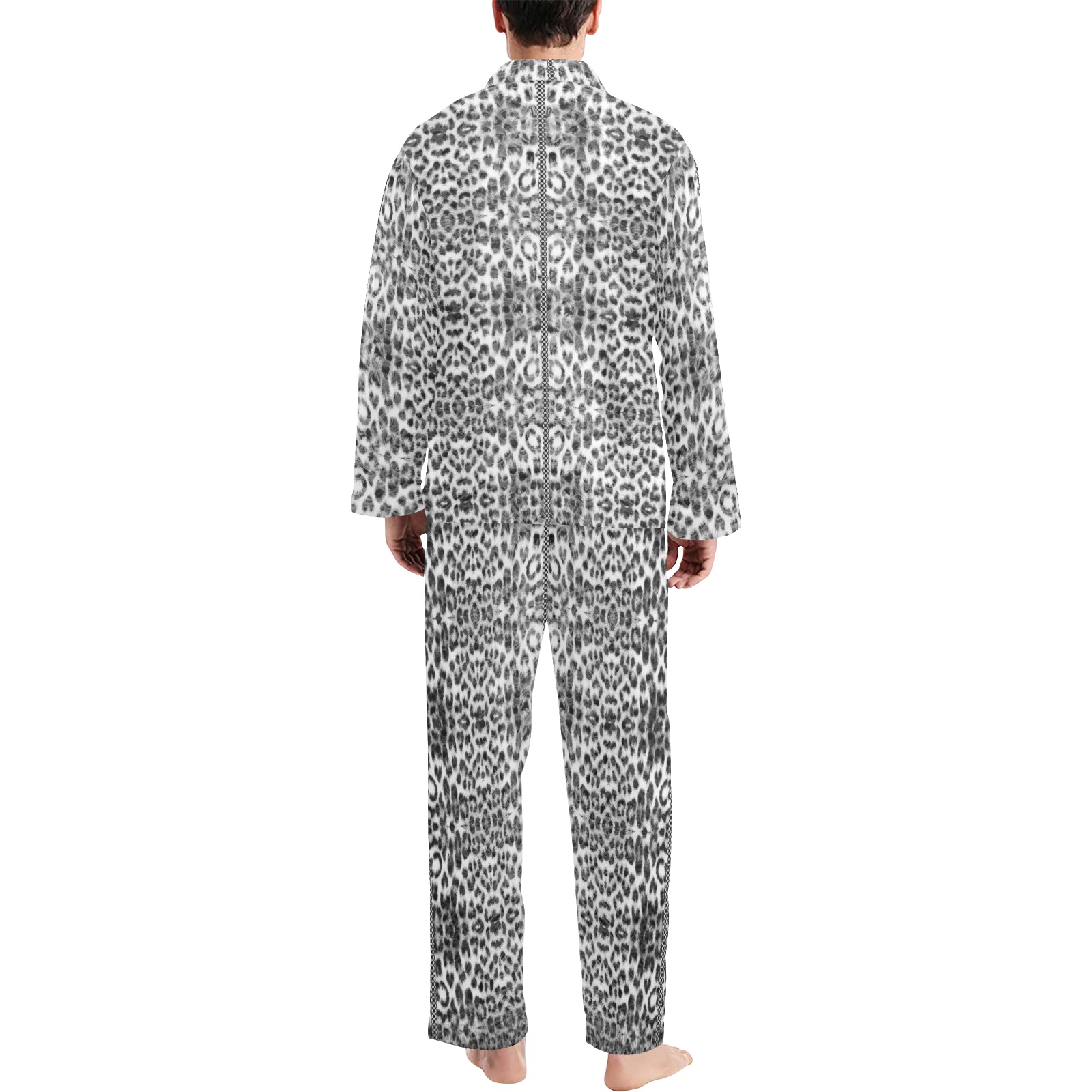puma black Men's V-Neck Long Pajama Set