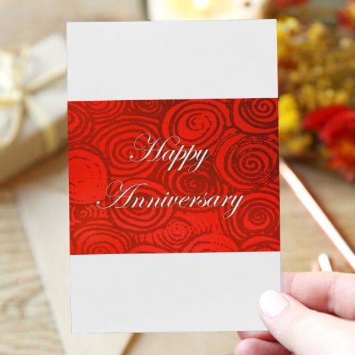 Anniversary Swirls Red Greeting Card 4"x6"
