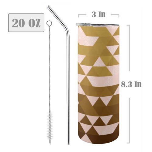 Mosaic of golden triangles 20oz Tall Skinny Tumbler with Lid and Straw