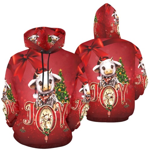 Cute christmas cow All Over Print Hoodie for Men (USA Size) (Model H13)