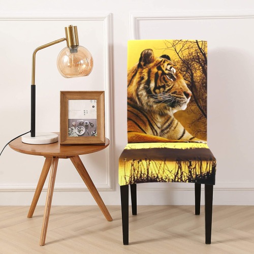 Tiger and Sunset Chair Cover (Pack of 4)