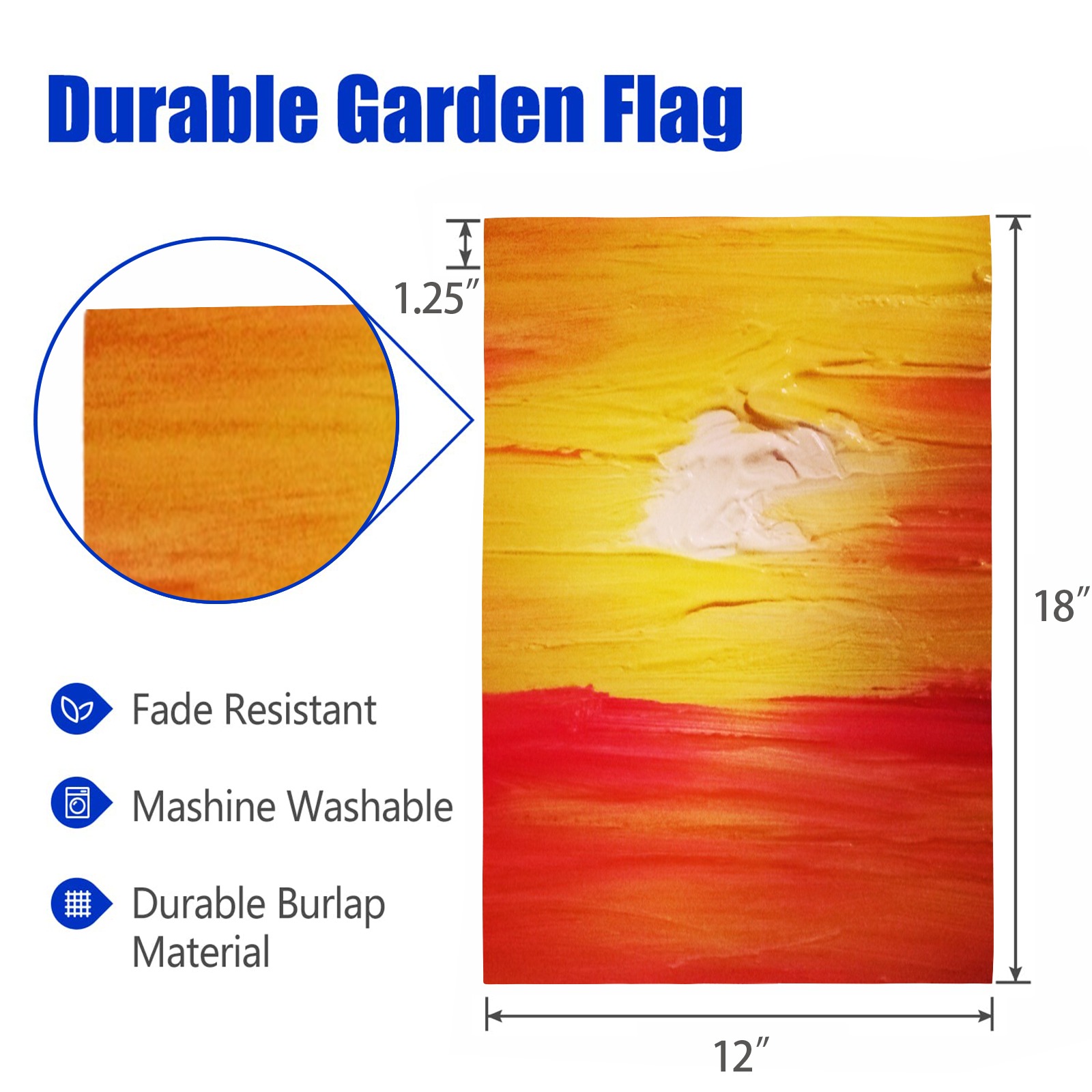 Blazing orange sunset Linen Garden Flag 12''x18''