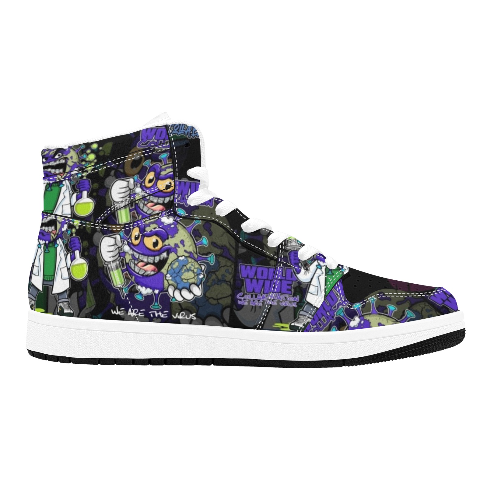 wwcfam all over print shoes Men's High Top Sneakers (Model 20042)