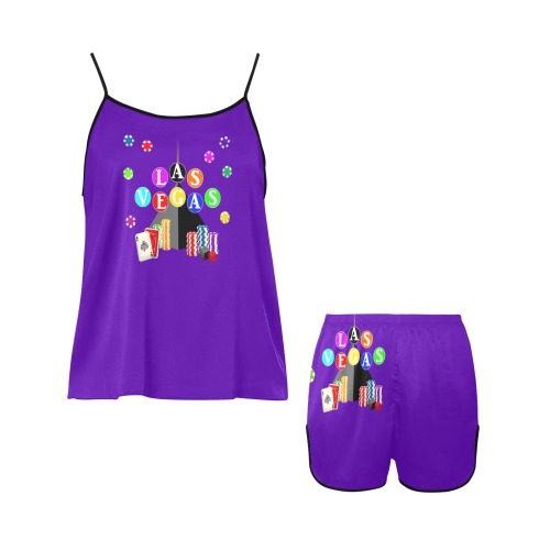 Las Vegas Pyramid / Purple Women's Spaghetti Strap Short Pajama Set