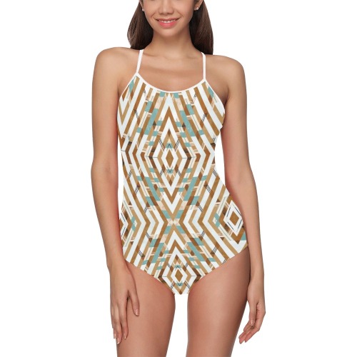 Tribe boho geometric-32A Strap Swimsuit ( Model S05)