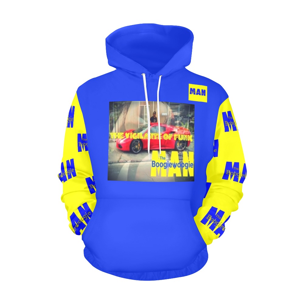 Tha Boogiewoogie Man - Vigilante of Funk Hoodie 1(Blue & Yellow) All Over Print Hoodie for Men (USA Size) (Model H13)