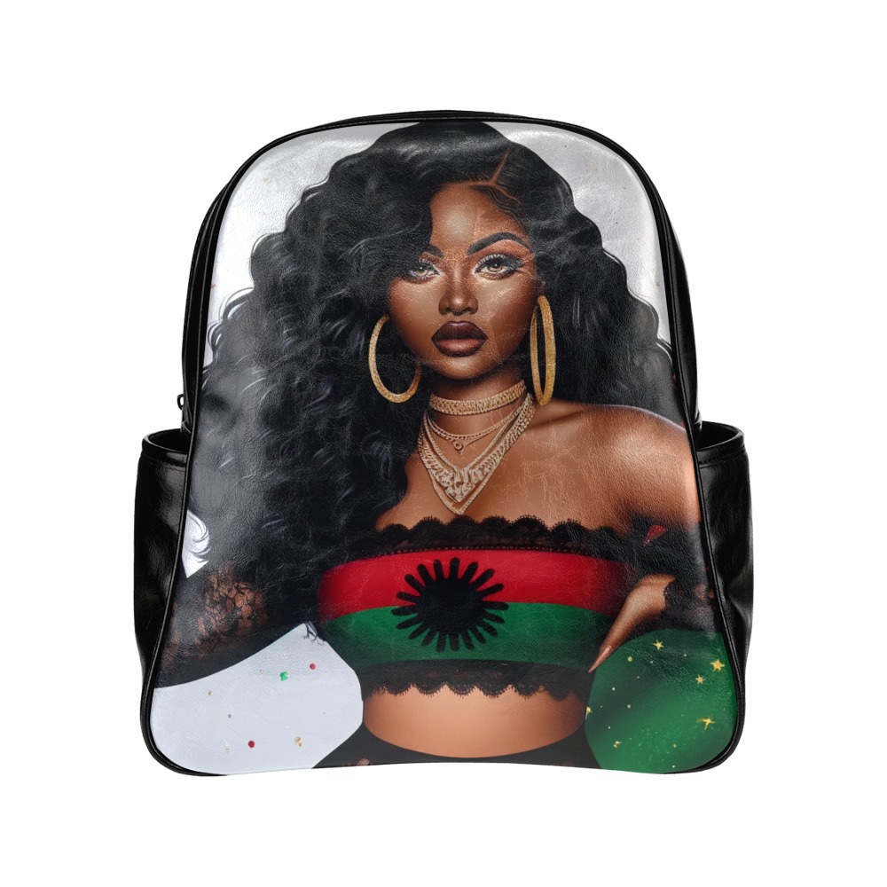 Black Woman Backpack 2 Multi-Pockets Backpack (Model 1636)