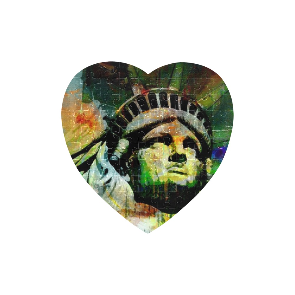 STATUE OF LIBERTY 2 Heart-Shaped Jigsaw Puzzle (Set of 75 Pieces)