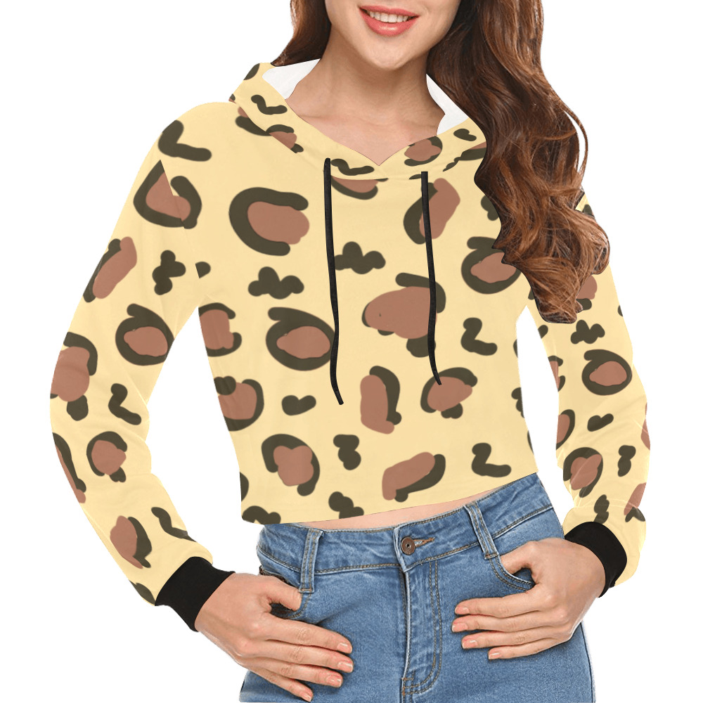 LEOPARD PRINT crop hoodie All Over Print Crop Hoodie for Women (Model H22)