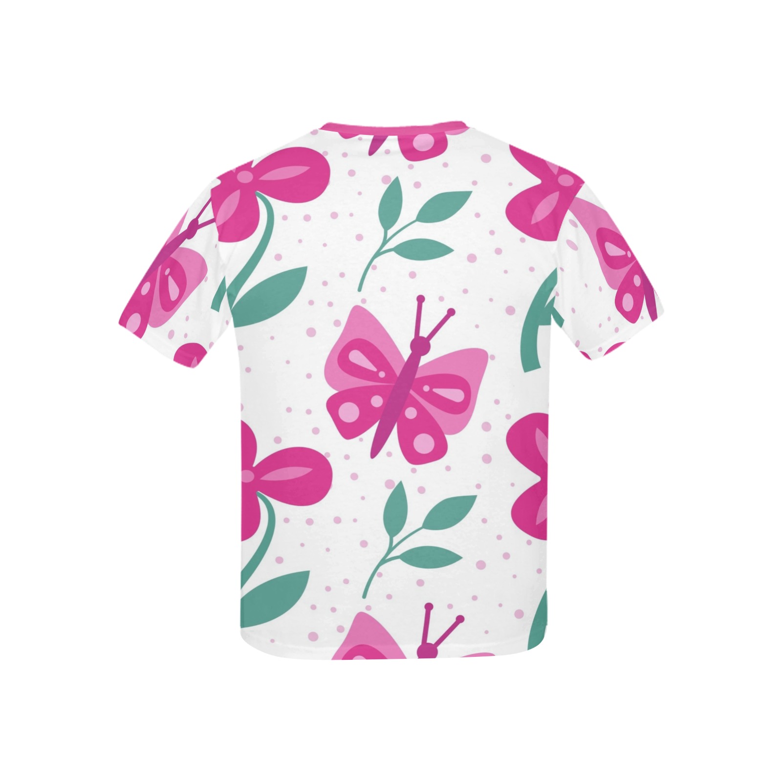 Pink Flowers and Butterflies Kids' All Over Print T-shirt (USA Size) (Model T40)