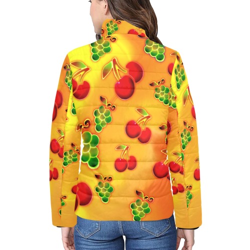 Fruit dance Women's Stand Collar Padded Jacket (Model H41)