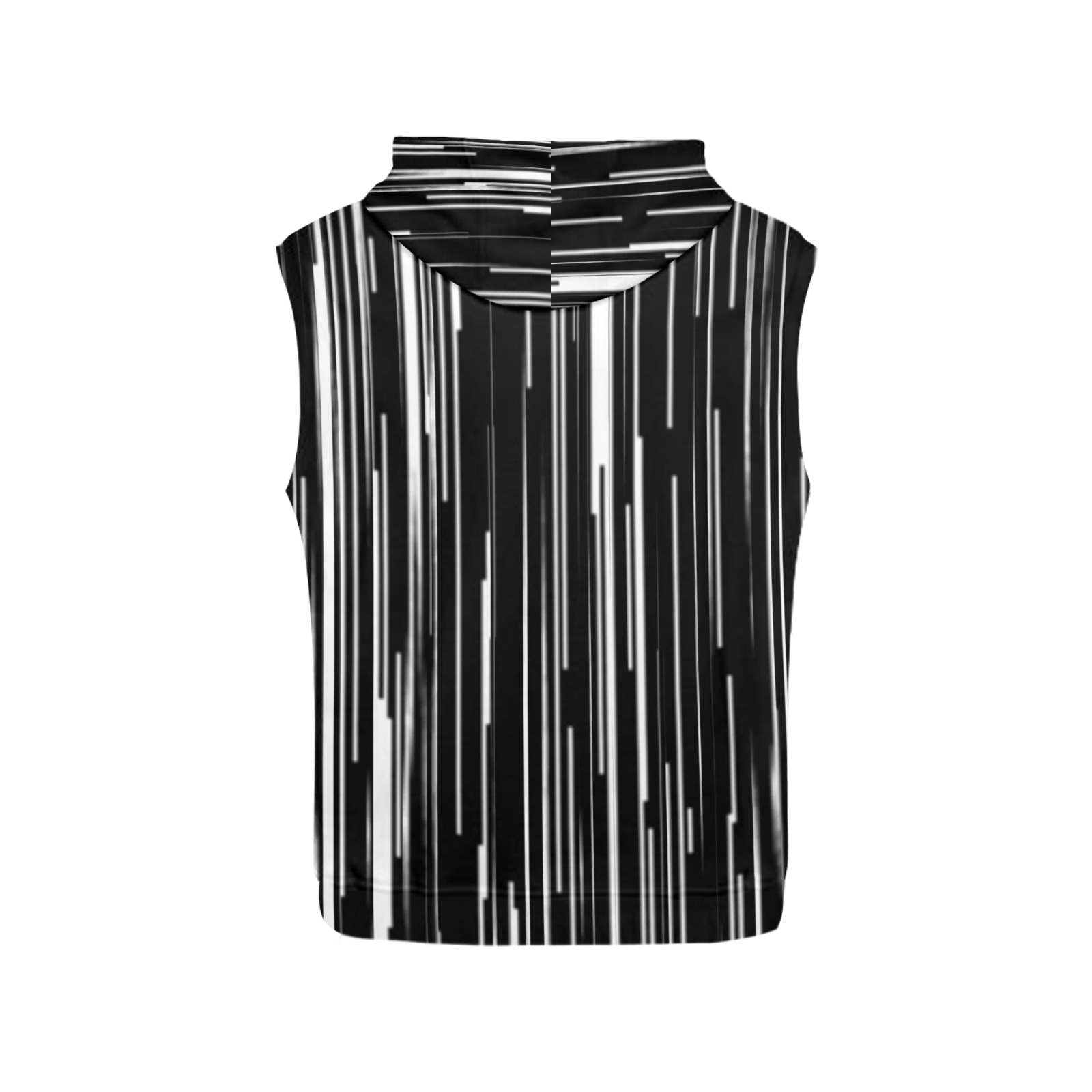Black White Broken Stripe All Over Print Sleeveless Hoodie for Men (Model H15)
