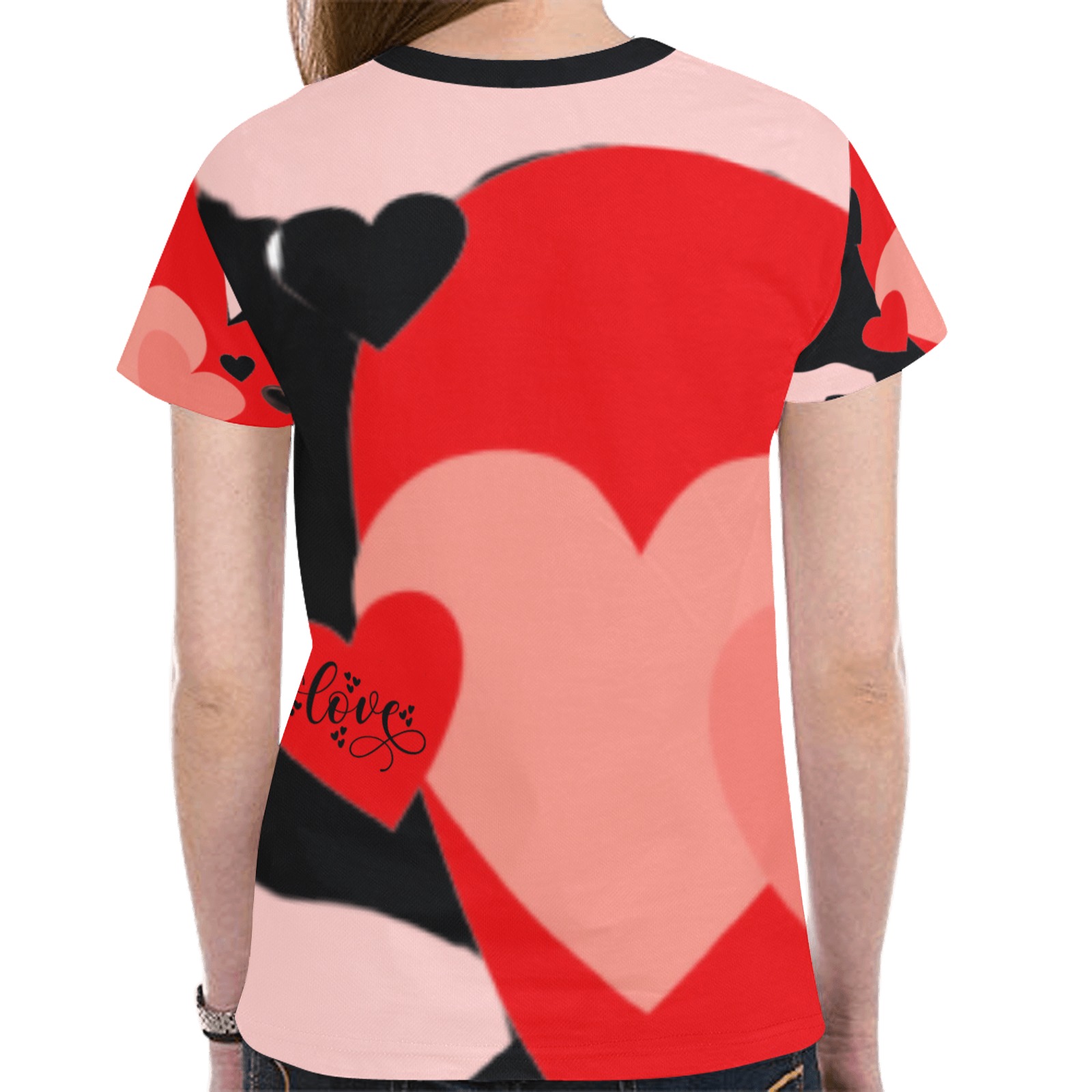 Love Hearts New All Over Print T-shirt for Women (Model T45)