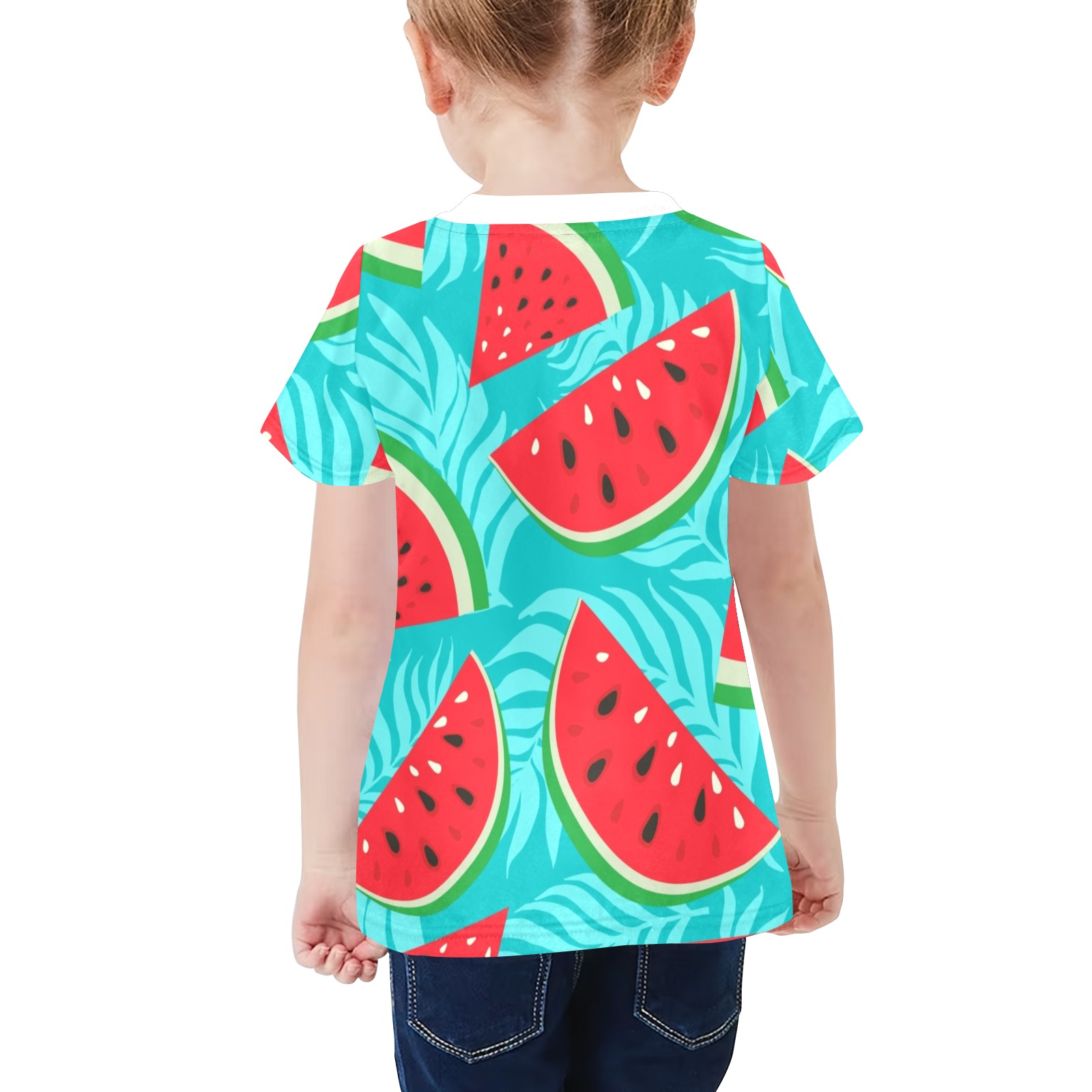 I Love Watermelon Little Girls' All Over Print Crew Neck T-Shirt (Model T40-2)