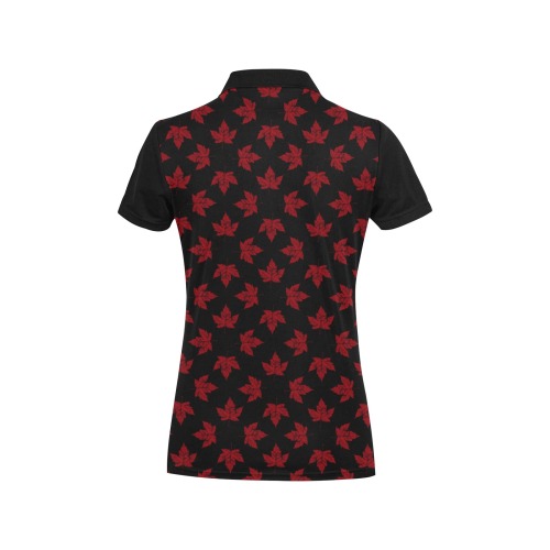 Cool Retro Canada Maple Leaf Women's All Over Print Polo Shirt (Model T55)