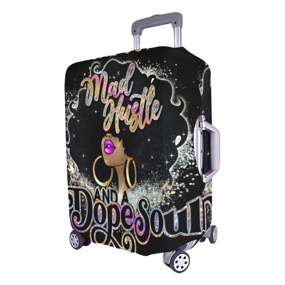 Large madhustledopesoul black luggage Luggage Cover/Large 26"-28"