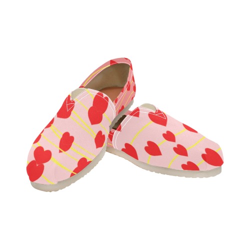 Music is my first Love two tone pink Women's Classic Canvas Slip-On (Model 1206)
