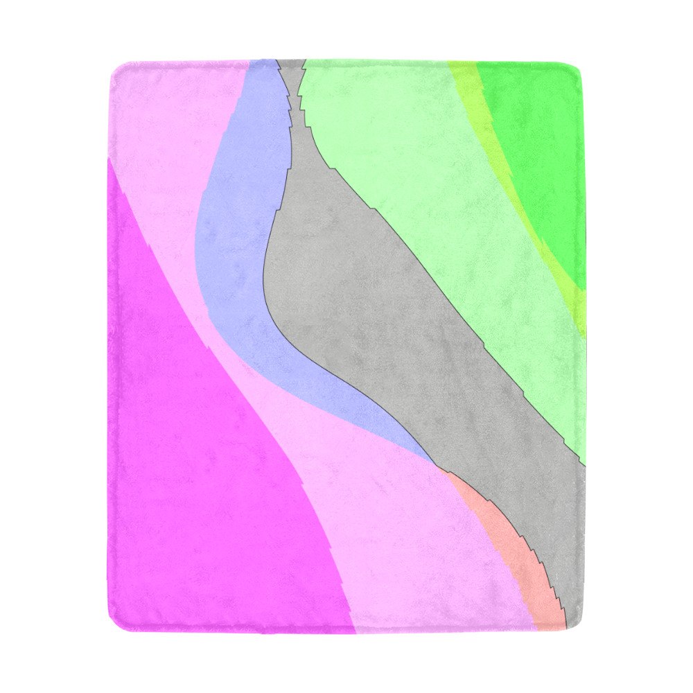 Abstract 703 - Retro Groovy Pink And Green Ultra-Soft Micro Fleece Blanket 50"x60"