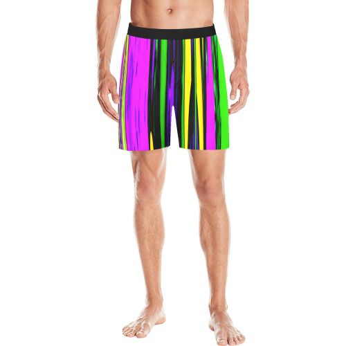 Mardi Gras Stripes Men's Mid-Length Pajama Shorts (Model L46)