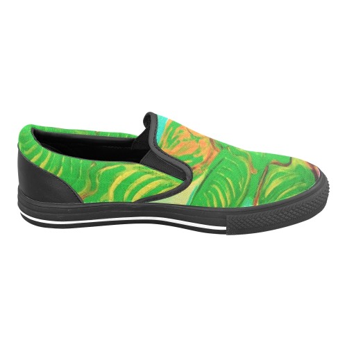 Green Leaf in Green Collection Women's Slip-on Canvas Shoes (Model 019)