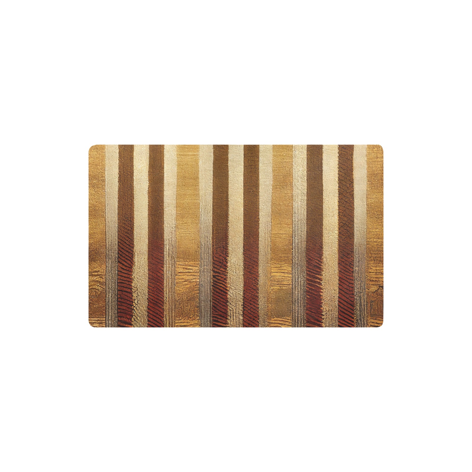 gold, brown and white striped pattern Kitchen Mat 32"x20"