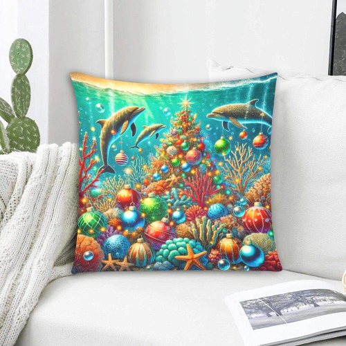 Underwater Christmas Custom Zippered Pillow Cases 18"x18" (Two Sides)