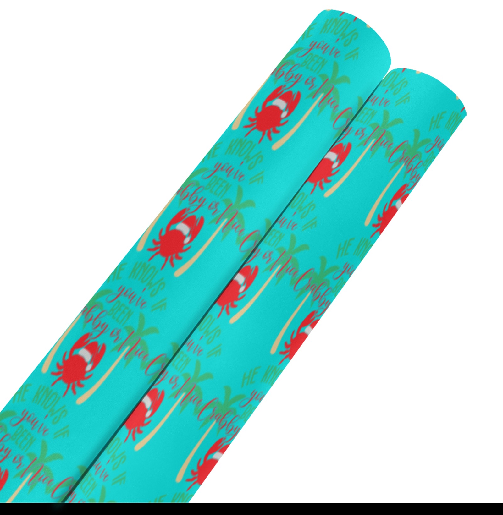 He Knows If You've Been Crabby or Nice Gift Wrapping Paper 58"x 23" (2 Rolls)