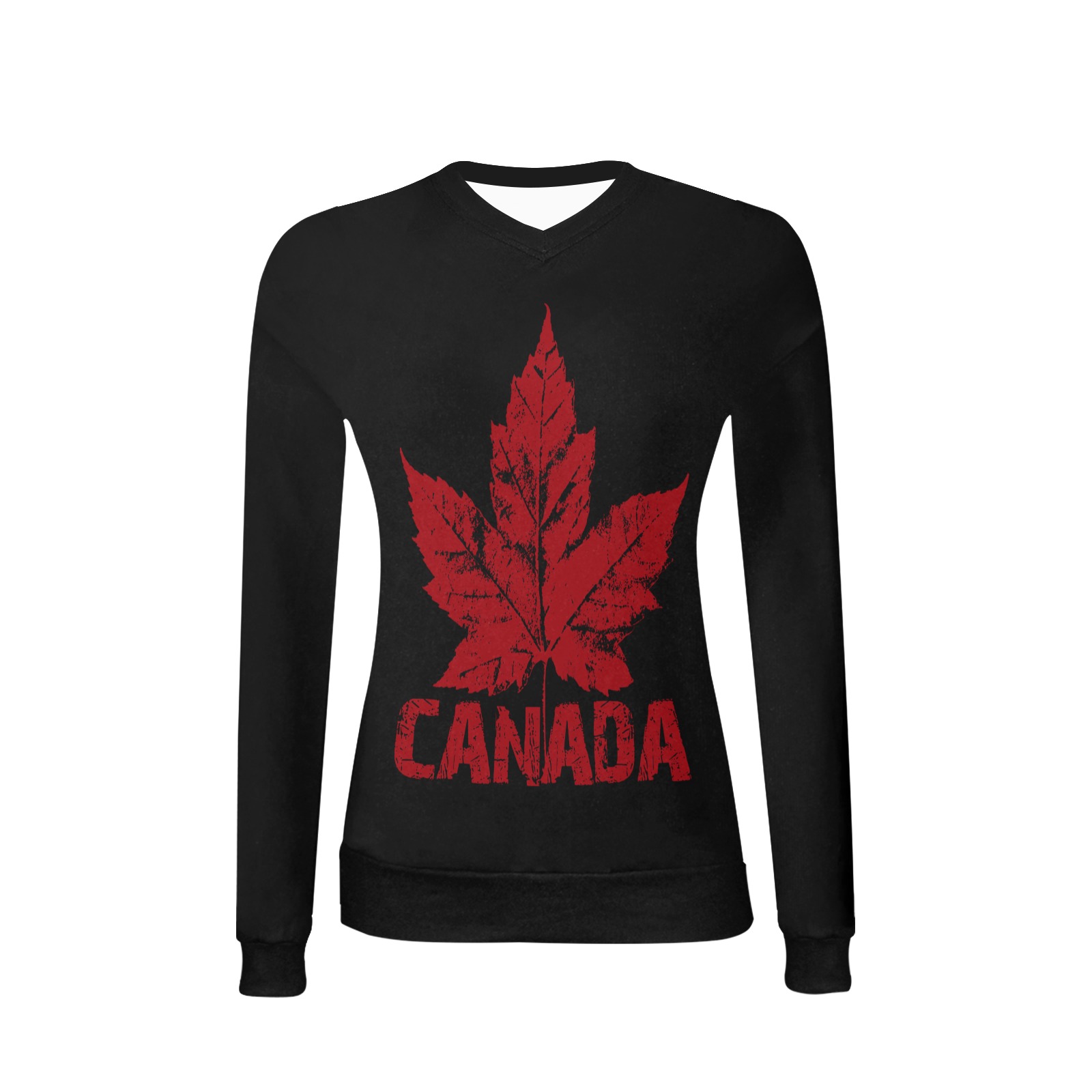 Cool Retro Canada Souvenir Women's All Over Print V-Neck Sweater (Model H48)