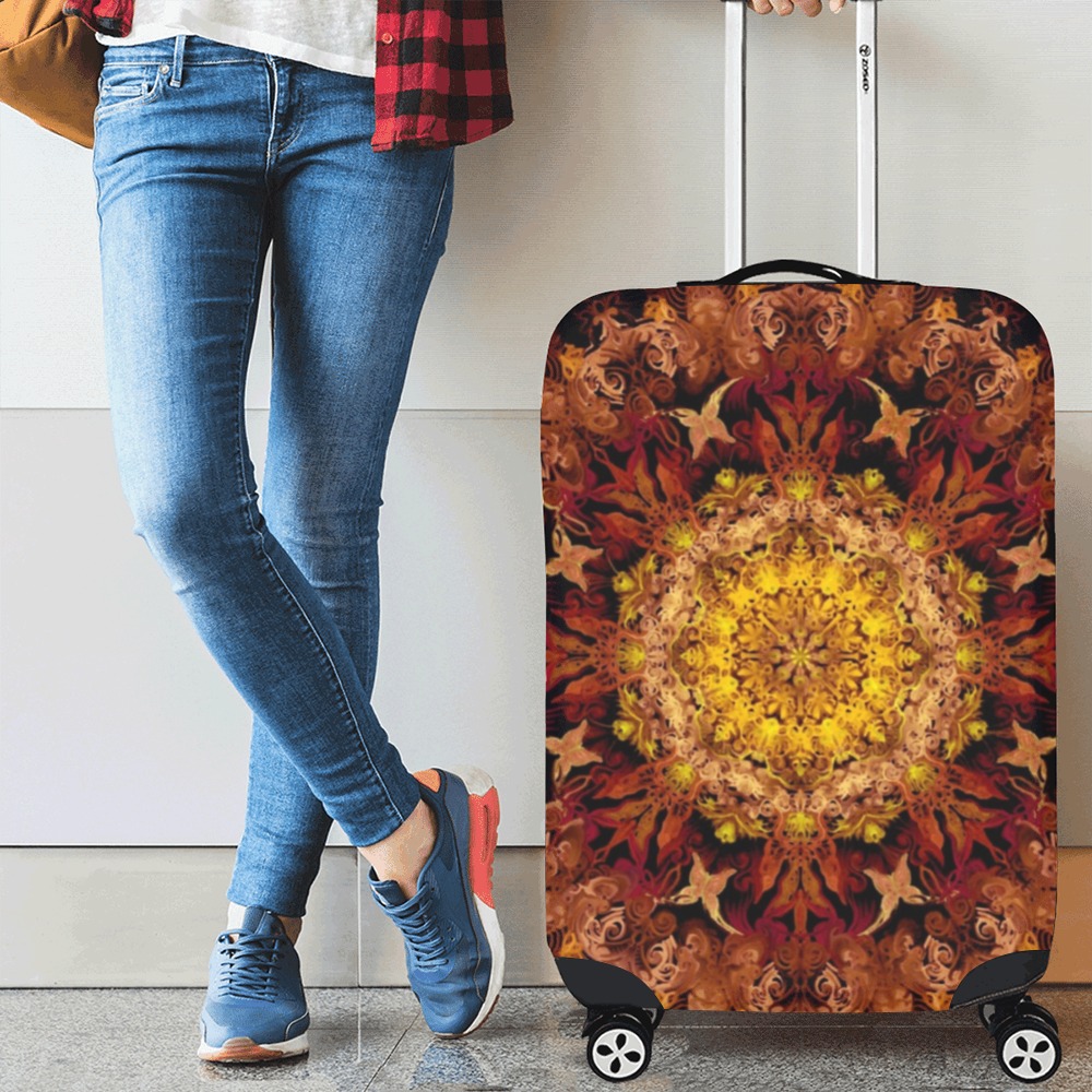 mandala light orange Luggage Cover/Medium 22"-25"