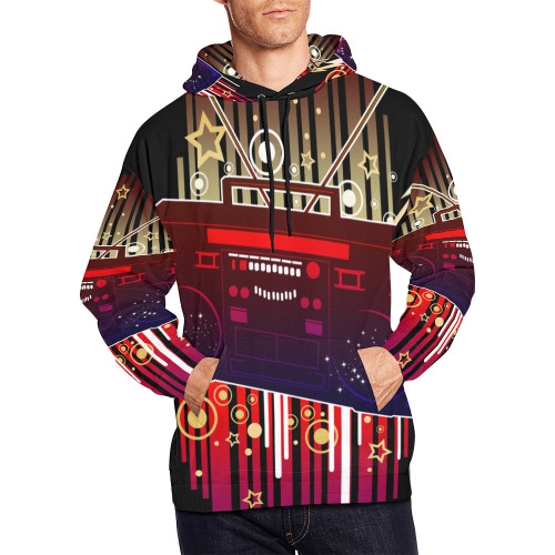 Boom Box Blast All Over Print Hoodie for Men (USA Size) (Model H13)