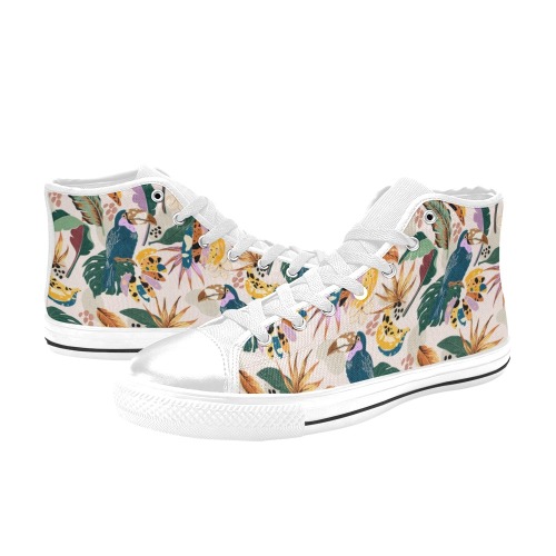 Toucans in wild tropical nature Women's Classic High Top Canvas Shoes (Model 017)
