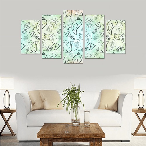 Carefree birdie print in sparkly silver Canvas Print Sets A (No Frame)