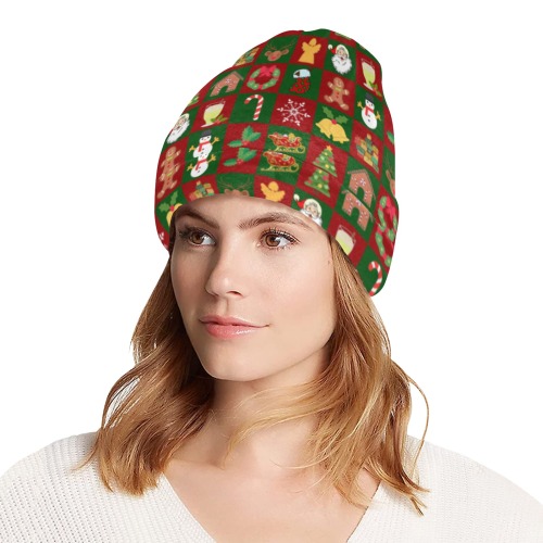 Christmas Checkered All Over Print Beanie for Adults