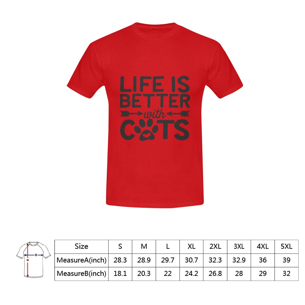 life is better with cats Men's T-Shirt in USA Size (Front Printing Only)