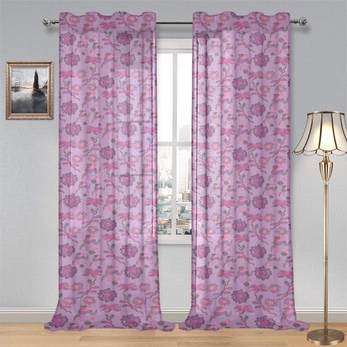 Sweet & Unique Floral Pattern Gauze Curtain 28"x95" (Two-Piece)