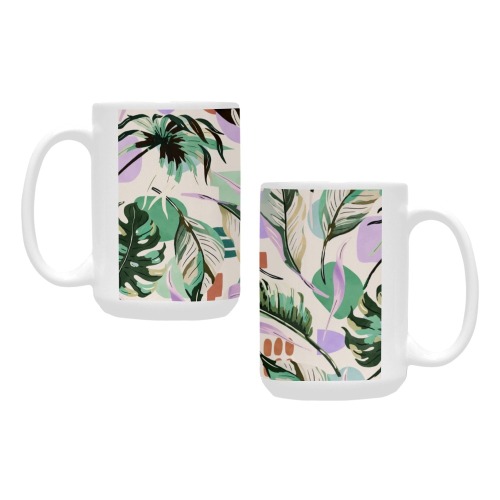 Jungle geometric leaf K77 Custom Ceramic Mug (15OZ)