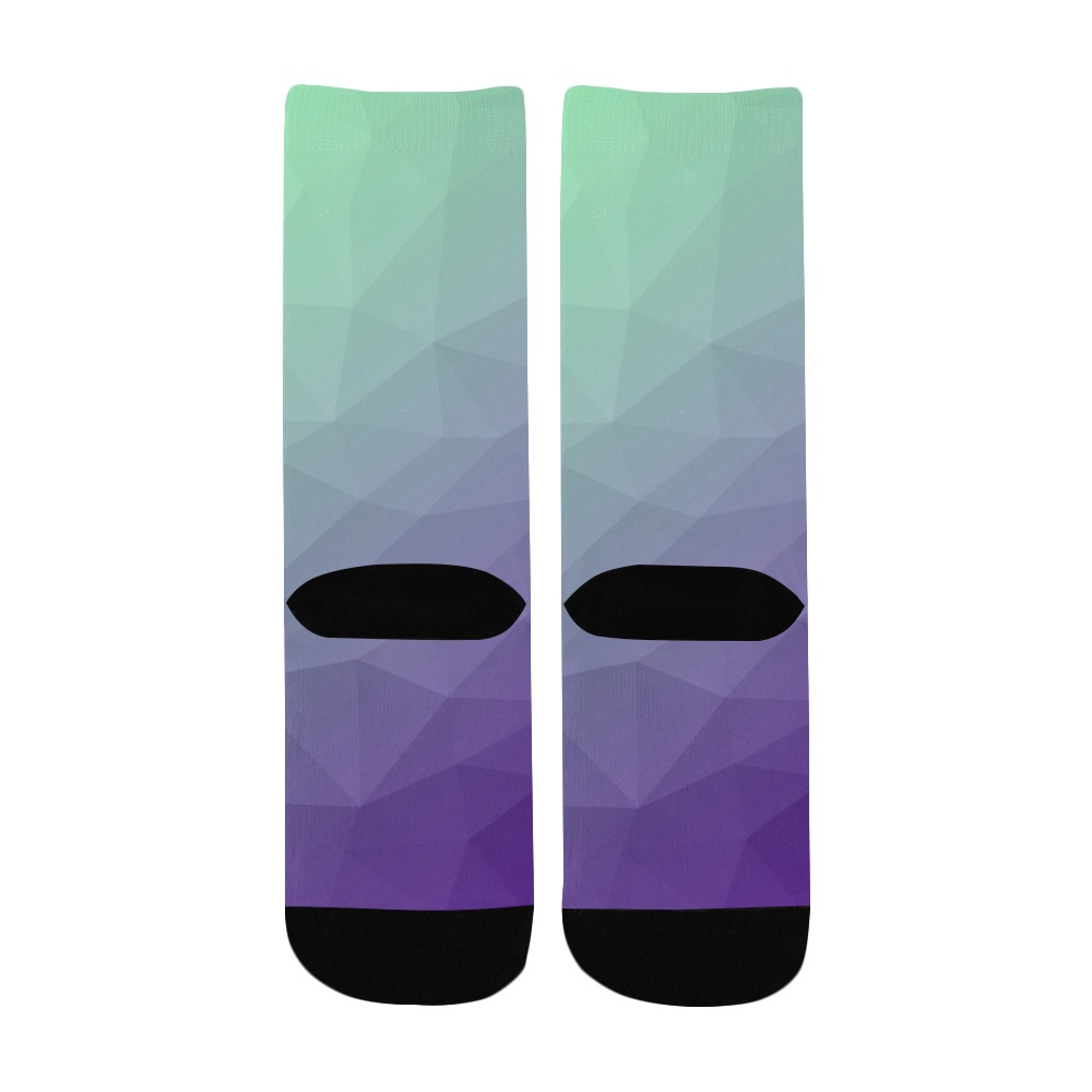 Purple green ombre gradient geometric mesh pattern Kids' Custom Socks