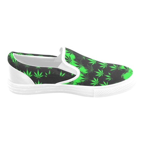 Jaxs n crown print marijuana Men's Unusual Slip-on Canvas Shoes (Model 019)
