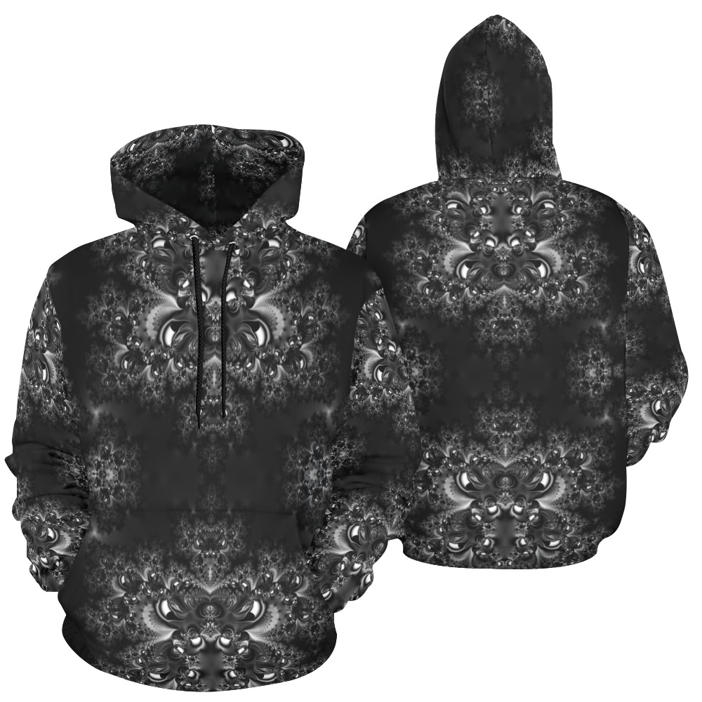 Frost at Midnight Fractal All Over Print Hoodie for Men (USA Size) (Model H13)