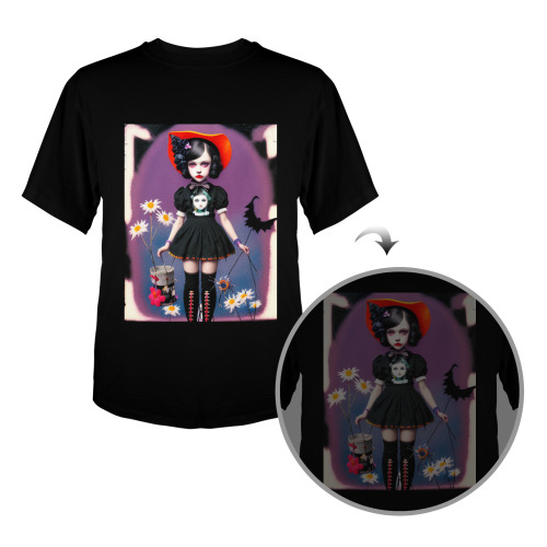 halloween witch gothic girl Men's Glow in the Dark T-shirt (Front Printing)