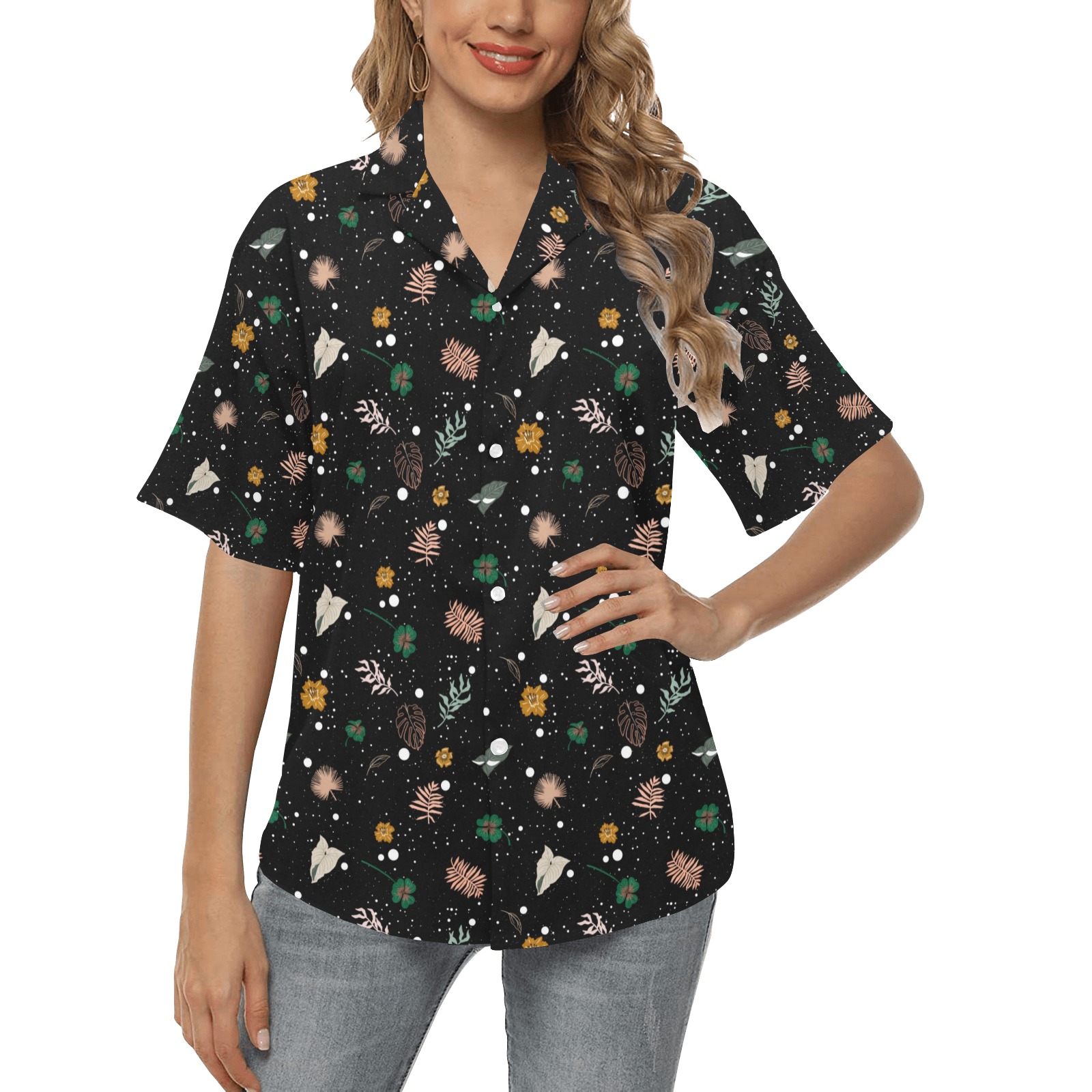 Lucky nature in space I All Over Print Hawaiian Shirt for Women (Model T58)