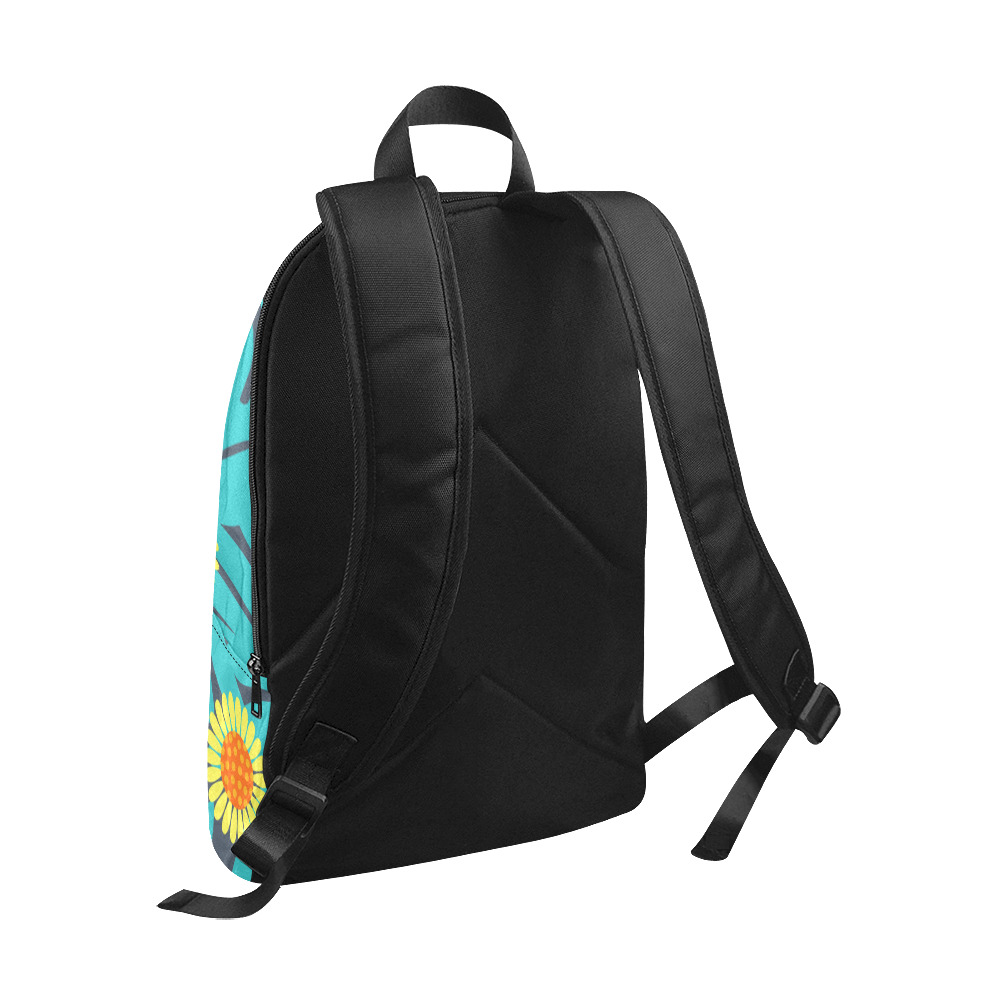 Yellow and Teal Paradise Jungle Flowers and Leaves Fabric Backpack for Adult (Model 1659)