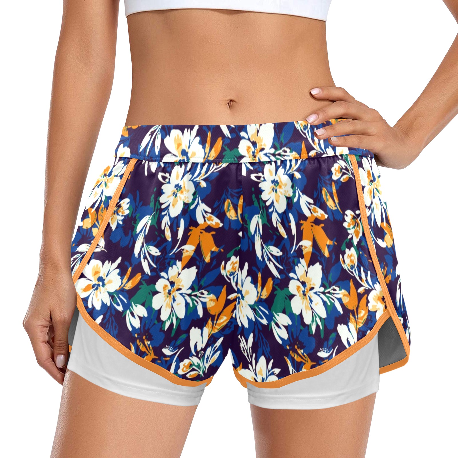 Floral garden modern 001 Women's Sports Shorts with Compression Liner (Model L63)