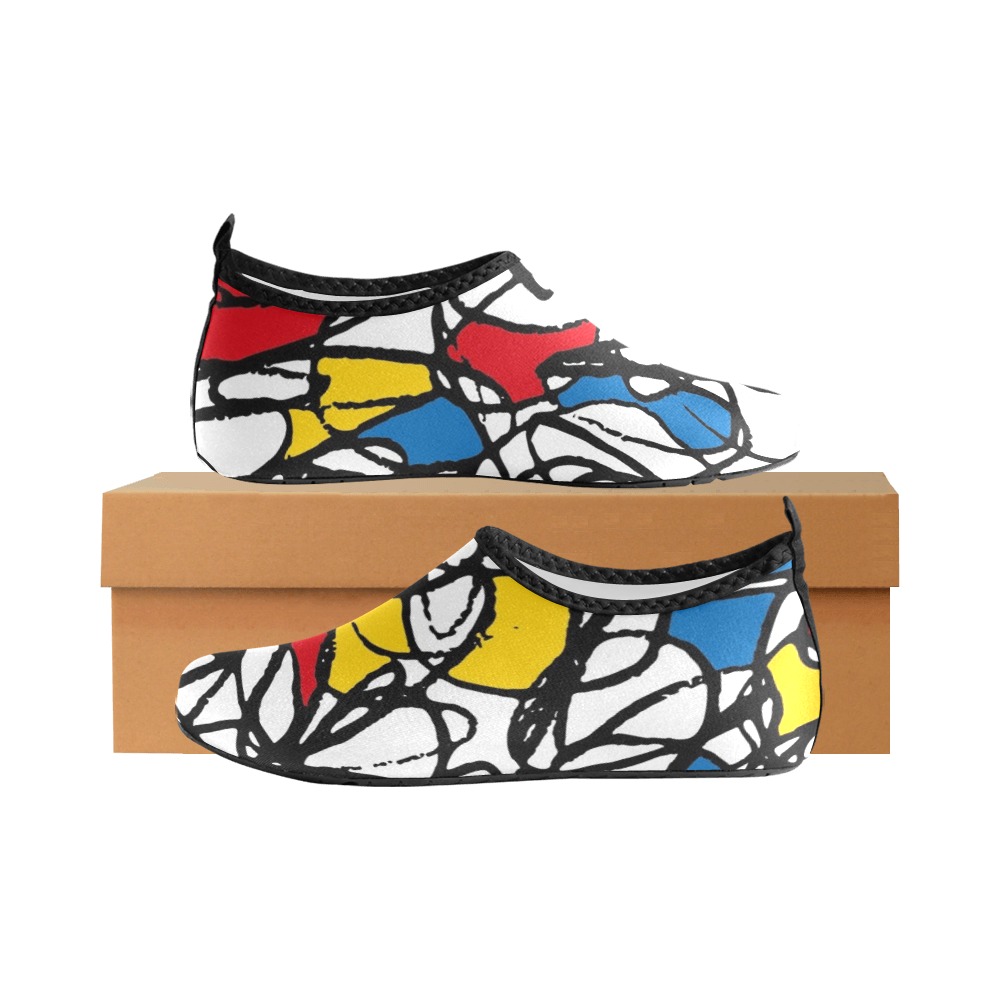 Mondrian Doodle Scribble Kids' Slip-On Water Shoes (Model 056)