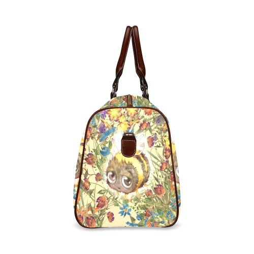 Cute Bee Floral Travel Bag Waterproof Travel Bag/Large (Model 1639)