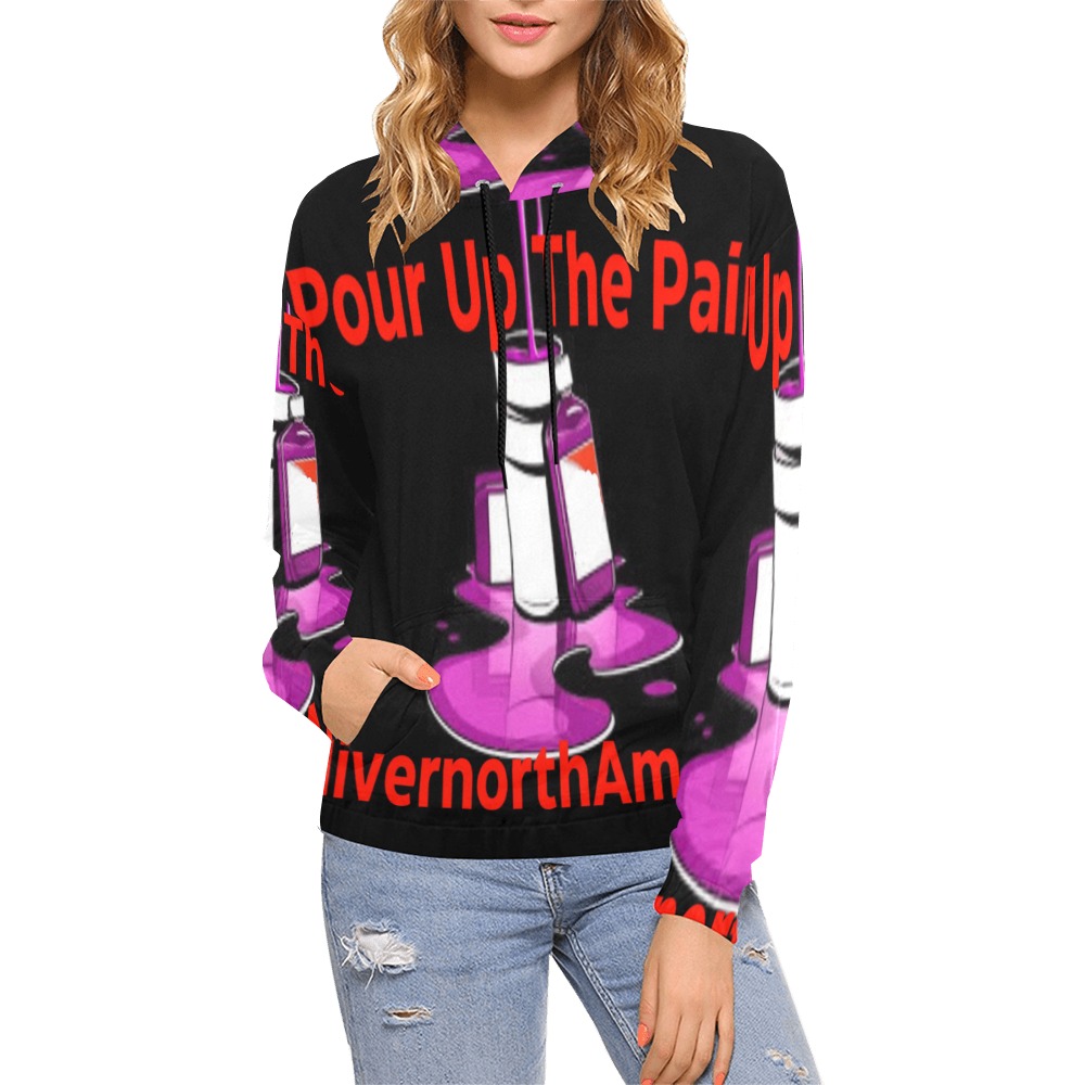 Oliver North All Over Print Hoodie for Women (USA Size) (Model H13)